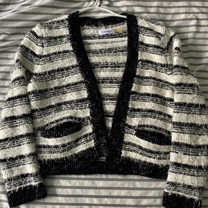 Calvin Klein Women's Black and White Textured Cardigan
